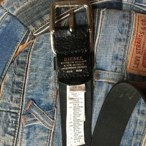 Diesel black leather belt Made in Italy Org$.175 display picture 1
